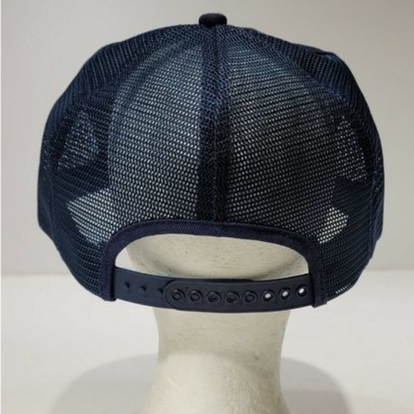 Vintage HEMCO Navy Blue Snapback Mesh Logo Patch Hat Cap Oilfield Engines - Picture 5 of 5